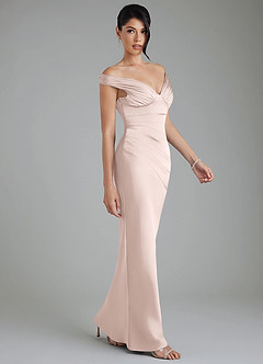 Azazie Stella Bridesmaid Dresses Blushing Pink Sheath Corset Stretch Satin Convertible Dress image4