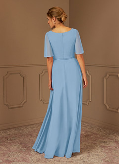 Azazie Tricia Mother of the Bride Dresses Powder Blue A-Line V-Neck Pleated Chiffon Dress image5