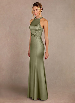 Azazie Tyra Vente finale Robe Sirène en Satin extensible Dentelle Agave image2