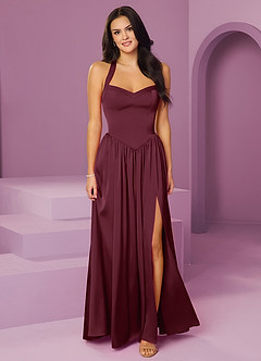 Barbie ♥ Azazie Bridesmaid Dresses Cabernet A-Line with Pockets Stretch Satin Dress image1