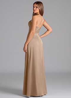 Azazie Trina Bridesmaid Dresses Taupe A-Line One Shoulder Stretch Satin Dress image6