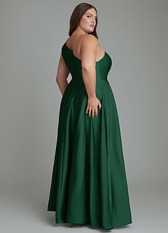 Azazie Melanie Bridesmaid Dresses Dark Green A-Line Off the Shoulder Stretch Satin Dress image8