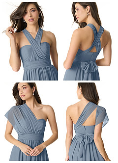 Azazie Olani Jurken voor bruidsmeisjes Converteerbaar Jurk van Chiffon met A-Lijn Off the Shoulder Schemering image8