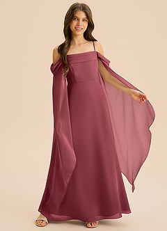 Azazie Moana Junior Linia A Pofałdowany Szyfon Długość podłogi Młodsza druhna Sukienka image6