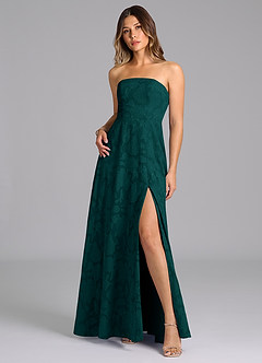 Azazie Wren Bridesmaid Dresses Pine A-Line Strapless Floral Burnout Dress image3
