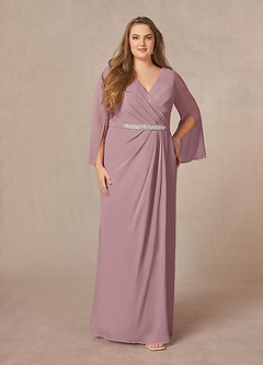Azazie Belinda Mother of the Bride Dresses Dusty Rose A-Line V-Neck Pleated Chiffon Dress image6