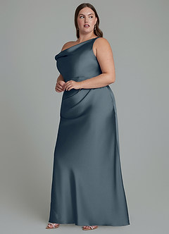 Azazie Emerson Bridesmaid Dresses Twilight Mermaid Off the Shoulder Stretch Satin Dress image10