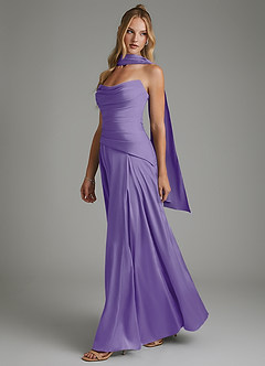Azazie Gabriela Robes de demoiselle d'honneur Robe Trapèze en Satin extensible Corset Tahiti image6