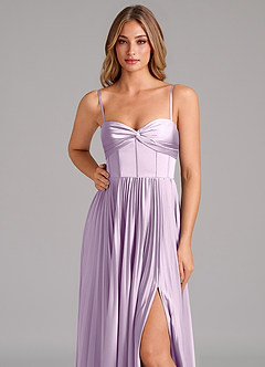 Azazie Akiko Robes de demoiselle d'honneur Robe Trapèze en Satin extensible Encolure en Forme de Cœur Frostiges Flieder image8