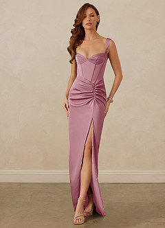Christian Siriano Bridal for Azazie 1017 Final Sale Vintage Mauve Sheath Sweetheart Neckline Stretch Satin Dress image1