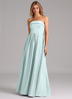 Azazie Lucienne Bridesmaid Dresses Sea Glass A-Line Strapless Stretch Satin Convertible Dress image1
