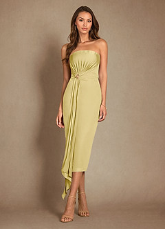 Azazie Dinanta Mother of the Bride Dresses Lemon Sorbet Column Pleated Chiffon Dress image4