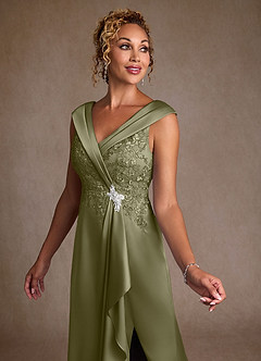 Azazie Santa Monica Mother of the Bride Dresses Pistachio A-Line Lace Dress image5