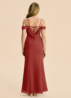 Azazie Nira Junior Terracotta Mermaid Ruched Chiffon Dress image2