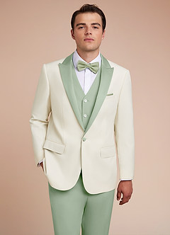 front Adrian Dusty Sage Shawl Lapel Structured Stretch Tuxedo Jacket