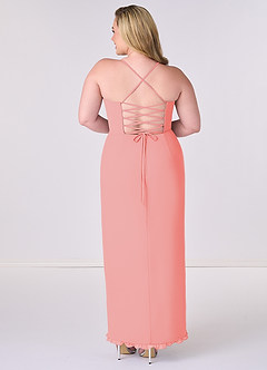 Barbie ♥ Azazie Bridesmaid Dresses Coral Sheath Corset Chiffon Dress image7