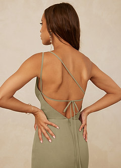 Christian Siriano Bridal for Azazie 1003 Bridesmaid Dresses Moss Green Sheath One Shoulder Chiffon Dress image6