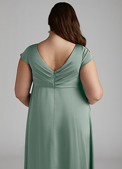 Azazie Allessia Gravid brudtärna klänningar Klä A-Line Plisserad Golvlängd Stretch Satin image12