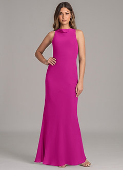 Azazie Allettie Vestidos de damas de honor Vestido de Fucsia de Gasa de Corte Sirena image1