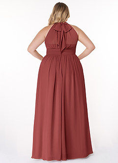 Azazie Iman Bridesmaid Dresses Terracotta A-Line A-Line Ruched Chiffon Dress image9