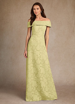Azazie Medford Mère de la mariée Robes Robe Trapèze en Blumen-Burnout Épaule décolletée Sorbet Citron image4