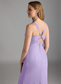 Azazie Mero Brautjungfernkleider Etui Plissee Chiffon Kleid Flieder image4