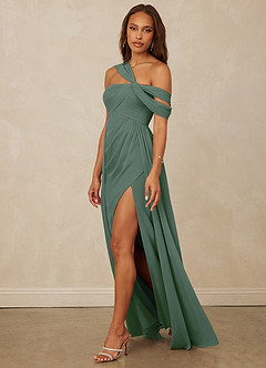 Christian Siriano Bridal for Azazie 1014 Bridesmaid Dresses Eucalyptus A-Line Off the Shoulder Chiffon Dress image8