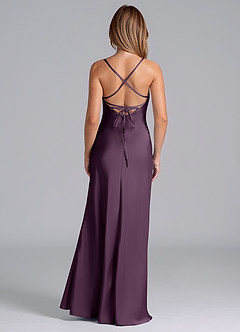 Azazie Seema Bridesmaid Dresses Plum Mermaid Corset Stretch Satin Dress image7