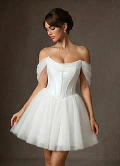 Azazie Naef Vestidos de novia Vestido de Diamante Blanco de Tul de Corte en A image6