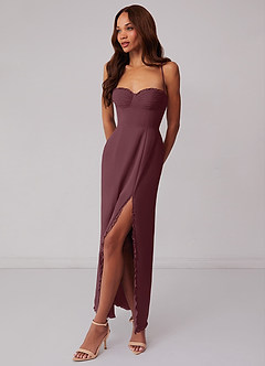 Barbie ♥ Azazie Bridesmaid Dresses Sangria Sheath Corset Chiffon Dress image2