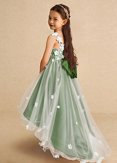 Azazie Celia Flower Girl Dresses Basil A-Line Lace Tulle Dress image1