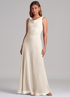 Azazie Nerine Bridesmaid Dresses White Alabaster A-Line Pleated Chiffon Dress image3