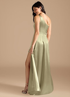 Azazie Elisa Final Sale Auburn A-Line One Shoulder Metallic Satin Dress image6