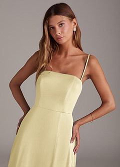Azazie Wren Brudtärnklänningar Klä av A-Linje i Stretch Satin Axelbandslös Citronsorbet Konvertibel image2