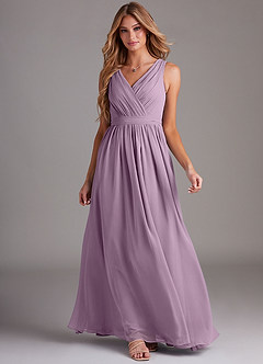Azazie Kingsley Abiti da Damigella Abito A-Line in Chiffon Pizzo Glicine image3