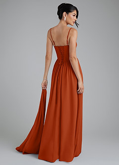 Azazie Alisha Bridesmaid Dresses Burnt Orange A-Line Corset Chiffon Dress image2