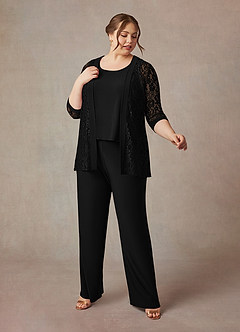 Azazie Mamrie Abiti per la Madre della Sposa Abito Tuta Pantaloni in Pizzo Nero image13