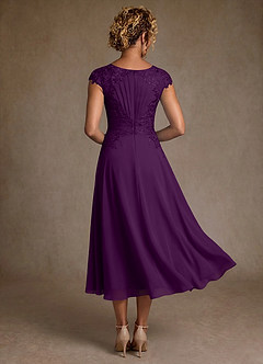 Azazie Crista Mother of the Bride Dresses Grape A-Line Lace Chiffon Dress image2