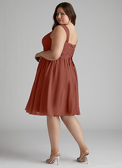 Azazie Angie Bridesmaid Dresses Auburn A-Line Corset Chiffon Dress image12