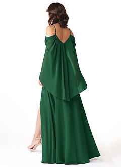 Azazie Cienna Bridesmaid Dresses Dark Green A-Line Off the Shoulder Chiffon Dress image5