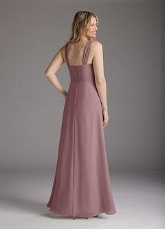 Azazie Weisz Abiti per la Madre della Sposa Abito A-Line in Chiffon Plissettato con Scollo Quadrato Rosa Polverosa image5