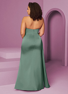 Barbie ♥ Azazie Jurken voor bruidsmeisjes Jurk van Stretch Satijn met Zeemeermin Geplooid Eucalyptus image12