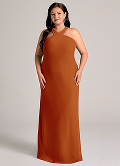 Azazie Doretta Abiti da Damigella Abito Sirena in Chiffon Plissettato Paprika image1
