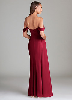 Azazie Amyra Bridesmaid Dresses Burgundy Sheath Off the Shoulder Chiffon Convertible Dress image4