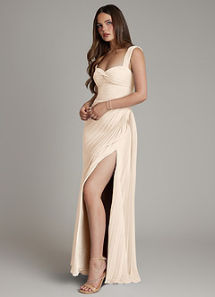 Azazie Amberly Bridesmaid Dresses White Alabaster Sheath Sweetheart Neckline Chiffon Dress image6