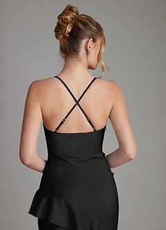 Azazie Jayda 신부 들러리 드레스 A라인 셔링 스트레치 새틴 바닥 길이 드레스 image6