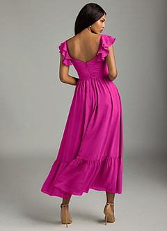 Azazie Anaya Bridesmaid Dresses Fuchsia A-Line Pleated Chiffon Dress image5