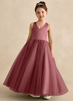 Azazie Peanut Flower Girl Dresses Amethyst A-Line Strap Tulle Dress image4