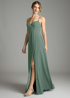 Azazie Audreana Final Sale Eucalyptus A-Line Sweetheart Neckline Chiffon Dress image4