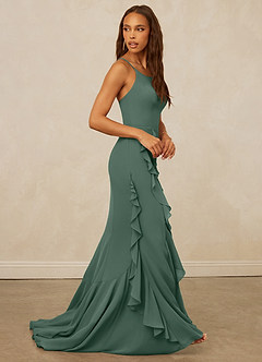 Christian Siriano Bridal for Azazie 1006 Bridesmaid Dresses Sea Moss Mermaid Ruched Chiffon Dress image5